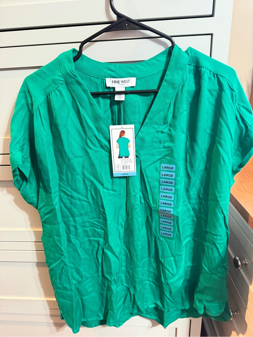 💚 NWT Nine West Jeans Woven Popover Blouse – Large 💚